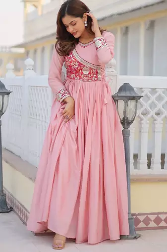 pink fancy pure silk kurta set