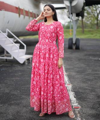 Embroidery zari sequance work with full flaired gown 2