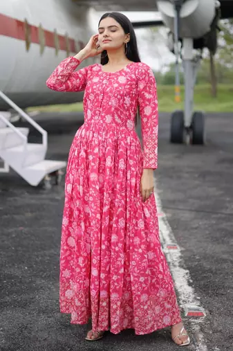 Embroidery zari sequance work with full flaired gown