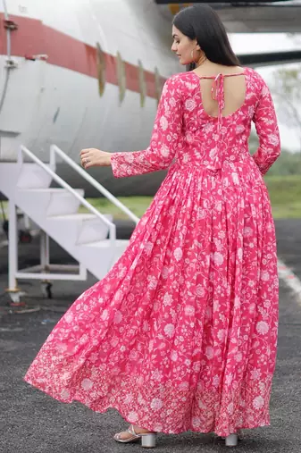 Embroidery zari sequance work with full flaired gown