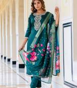 dark-green fancy viscose rayon kurta set