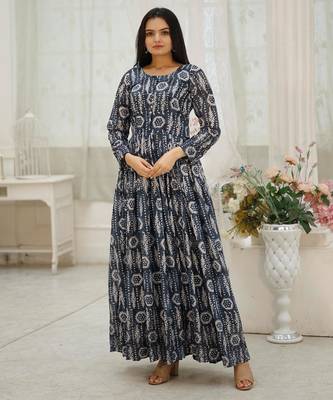 Embroidery zari sequance work with full flaired gown 1