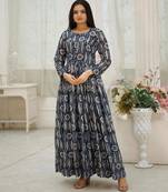 Embroidery zari sequance work with full flaired gown