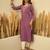 Lavender color silk blend embroidery long kurta