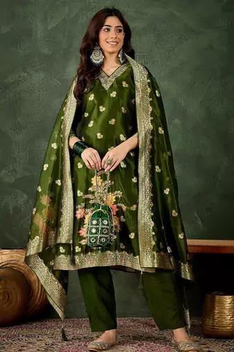 mehendi fancy organza kurta set