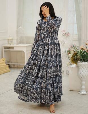 Embroidery zari sequance work with full flaired gown 4