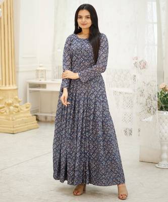 Embroidery zari sequance work with full flaired gown 1