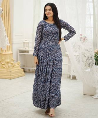 Embroidery zari sequance work with full flaired gown 2