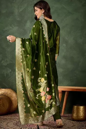 mehendi fancy organza kurta set