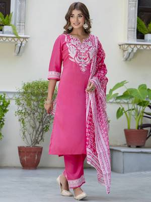 Pink silk blend designer festive wear readymade suit 1