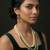 Royal emerald green pearl layered necklace set with earrings for women