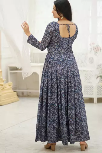 Embroidery zari sequance work with full flaired gown