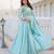 sky-blue fancy pure silk blend long kurti