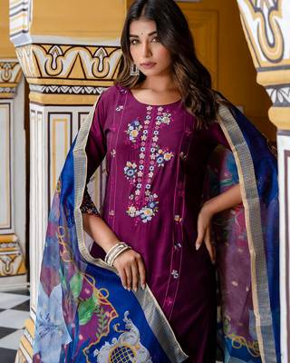 purple fancy viscose kurta set 2
