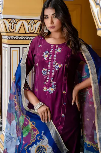 purple fancy viscose kurta set