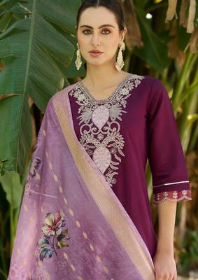 wine fancy viscose rayon kurta set 3