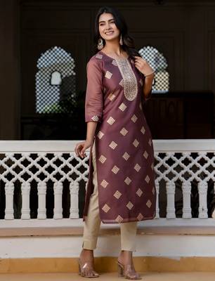 purple fancy silk blend long kurti 2