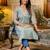 sea-green fancy silk blend long kurti