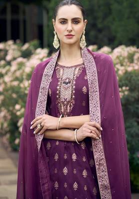 purple fancy viscose rayon kurta set 3