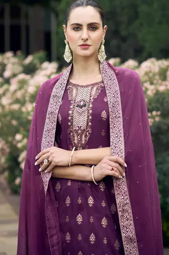 purple fancy viscose rayon kurta set