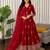 Red embroidered faux georgette anarkali suit set