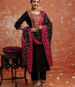 black fancy viscose rayon kurta set