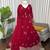 Red embroidered faux georgette anarkali suit set