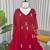 Red embroidered faux georgette anarkali suit set