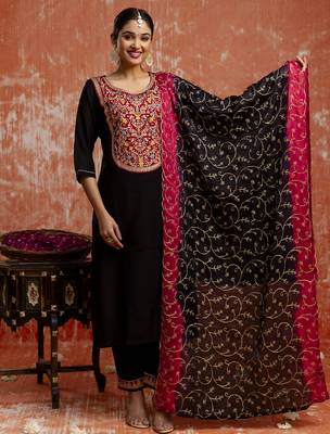 black fancy viscose rayon kurta set 3