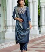 grey fancy cotton silk kurta set