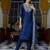 Blue cotton silk blend designer festive wear readymade suit