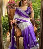Purple Color  embroidery sequence work georgette Saree