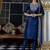Blue cotton silk blend designer festive wear readymade suit