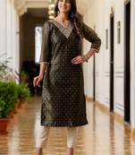 black fancy silk blend kurta set