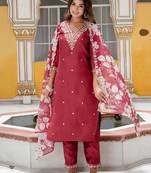 maroon fancy viscose rayon kurta set