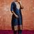 blue fancy cotton silk kurta set