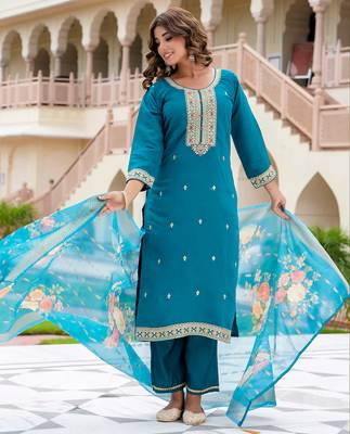 blue fancy viscose rayon kurta set 2