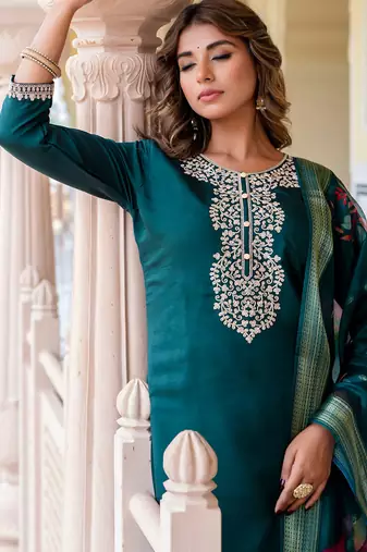 dark-green fancy viscose rayon kurta set