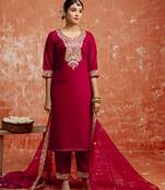 maroon fancy viscose rayon kurta set