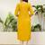 Yellow color silk blend embroidery long kurta
