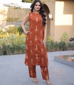 Red color smart and top bottom kurta set for stylish fancy looks