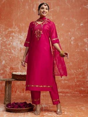 pink fancy viscose rayon kurta set 2