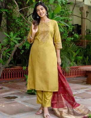 white fancy blended cotton kurta set 2