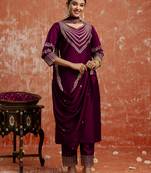 wine fancy viscose rayon kurta set