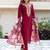 Maroon silk blend designer festive wear readymade suit