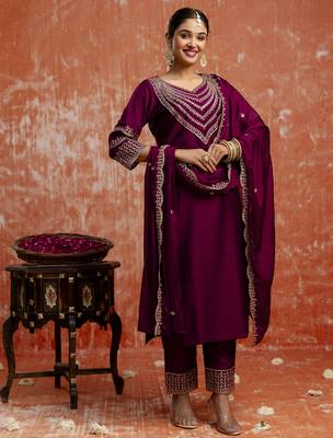 wine fancy viscose rayon kurta set 2