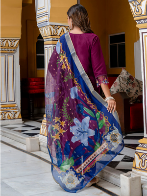 purple fancy viscose kurta set 3
