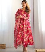 multicolor fancy pure organza kurta set