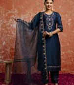 blue fancy viscose rayon kurta set