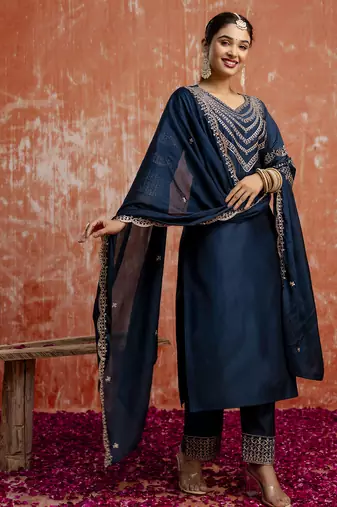 blue fancy viscose rayon kurta set